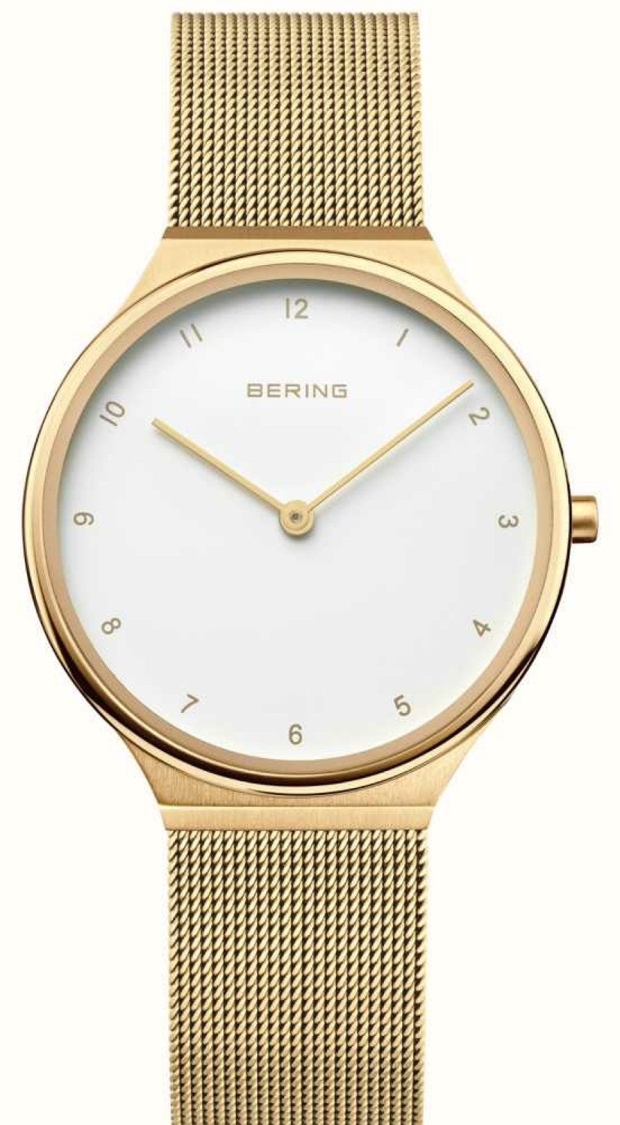 Women'S Bering | Bering Women'S Ultra Slim (34Mm) White Dial / Gold Pvd Steel Mesh Bracelet