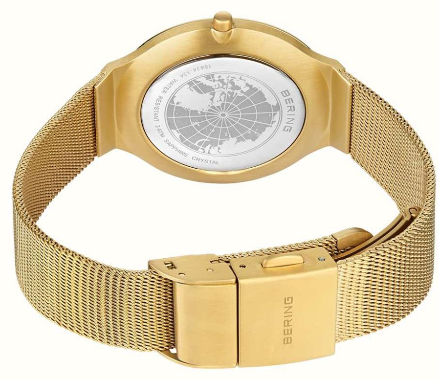 Women'S Bering | Bering Women'S Ultra Slim (34Mm) White Dial / Gold Pvd Steel Mesh Bracelet