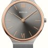 Women'S Bering | Bering Women'S Ultra Slim (34Mm) Grey Dial / Grey Stainless Steel Mesh Bracelet