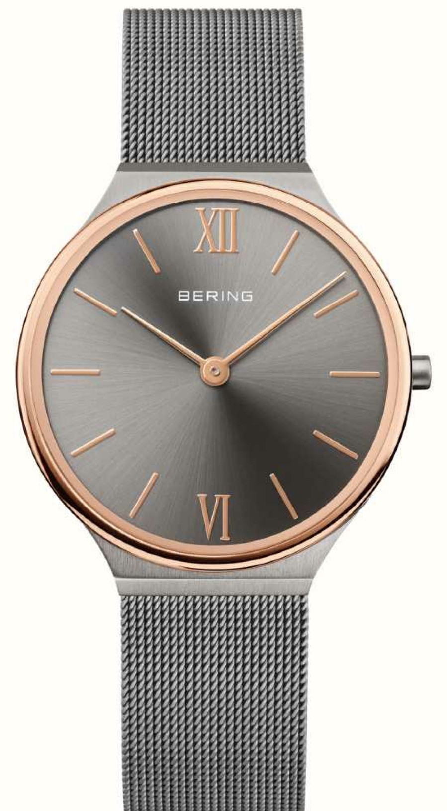 Women'S Bering | Bering Women'S Ultra Slim (34Mm) Grey Dial / Grey Stainless Steel Mesh Bracelet