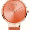 Women'S Bering | Bering Women'S Classic (31Mm) Orange Dial / Orange Steel Mesh Bracelet