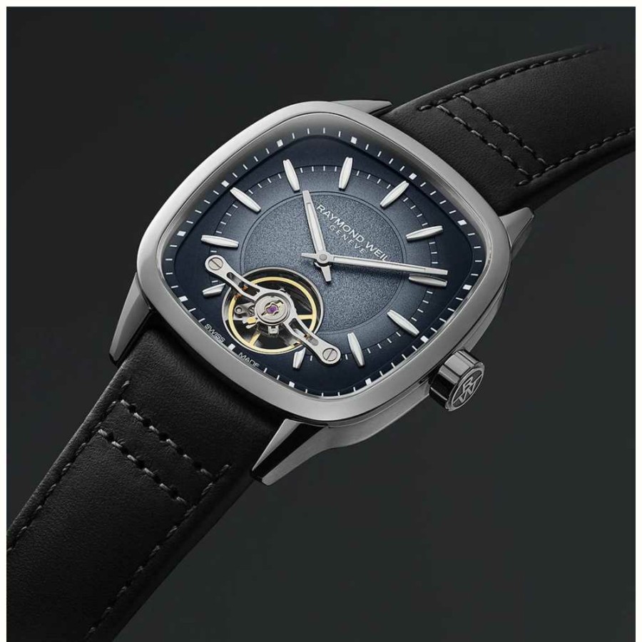 Men'S Raymond Weil | Raymond Weil Freelancer Calibre Rw1212 Automatic (40Mm) Blue Dial / Black Leather