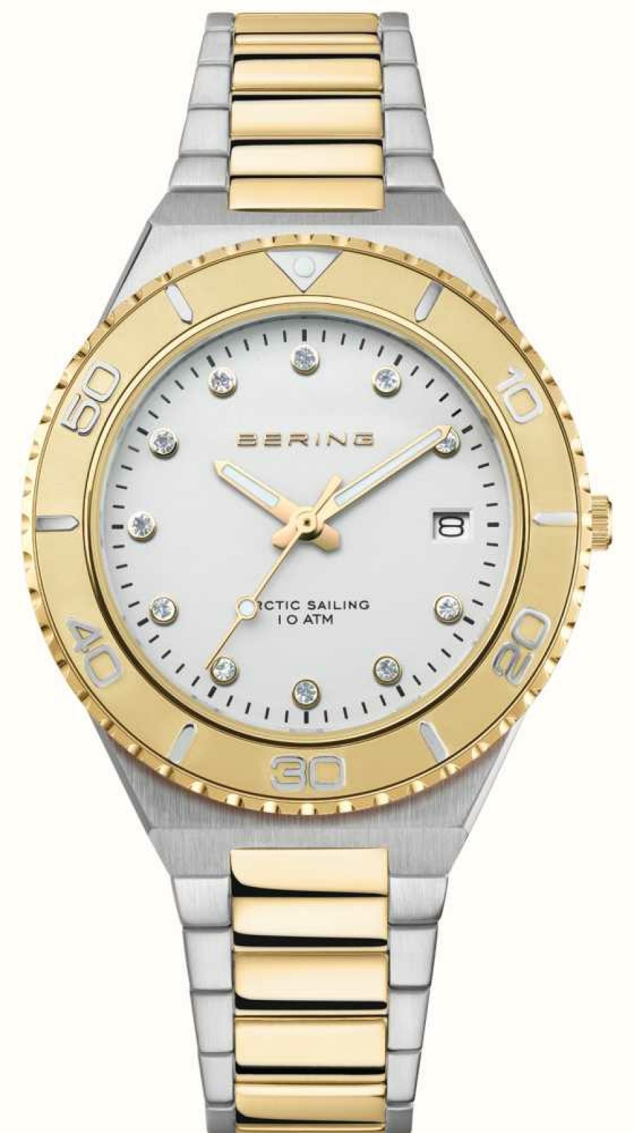 Women'S Bering | Bering Women'S Arctic Sailing (36Mm) Silver Dial / Two Tone Stainless Steel Bracelet