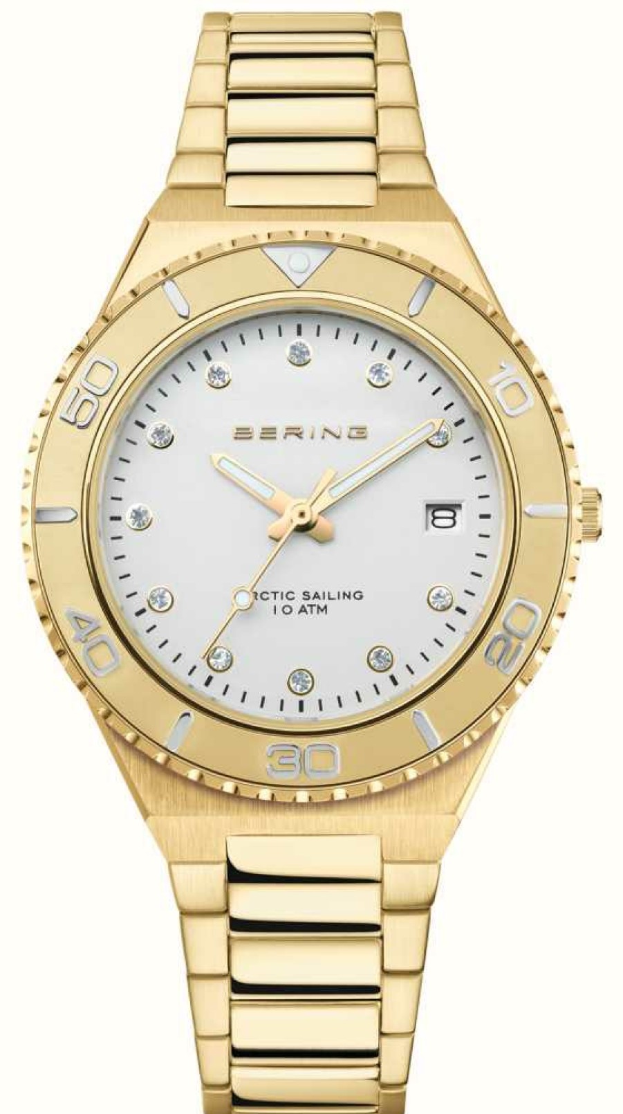 Women'S Bering | Bering Women'S Arctic Sailing (36Mm) Silver Dial / Gold Pvd Stainless Steel Bracelet