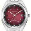 Men'S Bulova | Bulova Men'S Jet Star Red Dial / Stainless Steel Bracelet