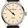 Men'S MeisterSinger | Meistersinger Pangaea Automatic (40Mm) Ivory Dial / Brown Leather Strap