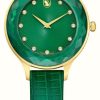 Women'S Swarovski | Swarovski Octea Nova | Leather Strap | Green | Gold-Tone