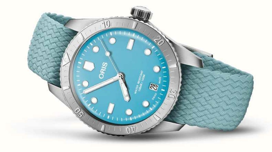 Men'S ORIS | Oris Divers Sixty-Five Cotton Candy Automatic (38Mm) Blue Dial / Recycled Textile Strap