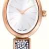 Women'S Swarovski | Swarovski Crystal Rock (26Mm) Silver Dial / Silver Crystal & Rose Gold Pvd Stainless Steel