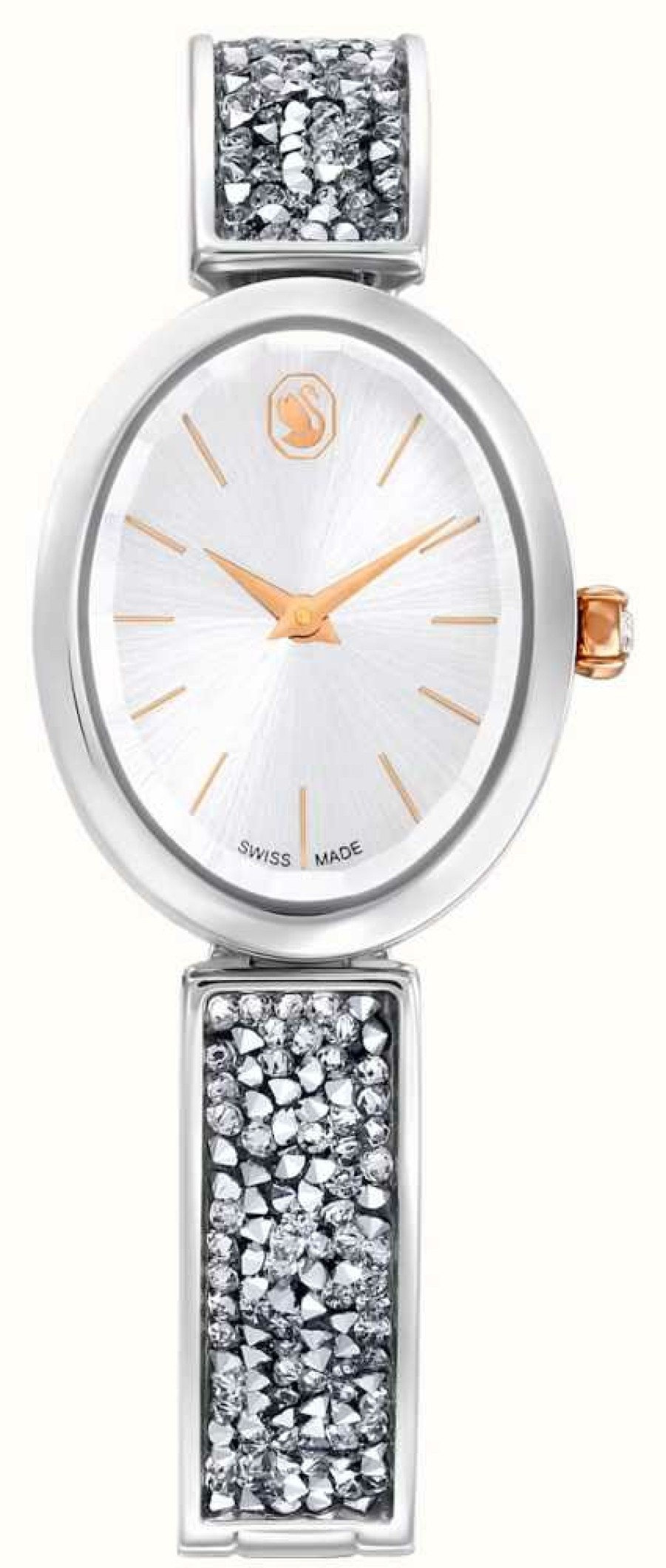 Women'S Swarovski | Swarovski Crystal Rock (26Mm) Silver Dial / Silver Crystal & Stainless Steel