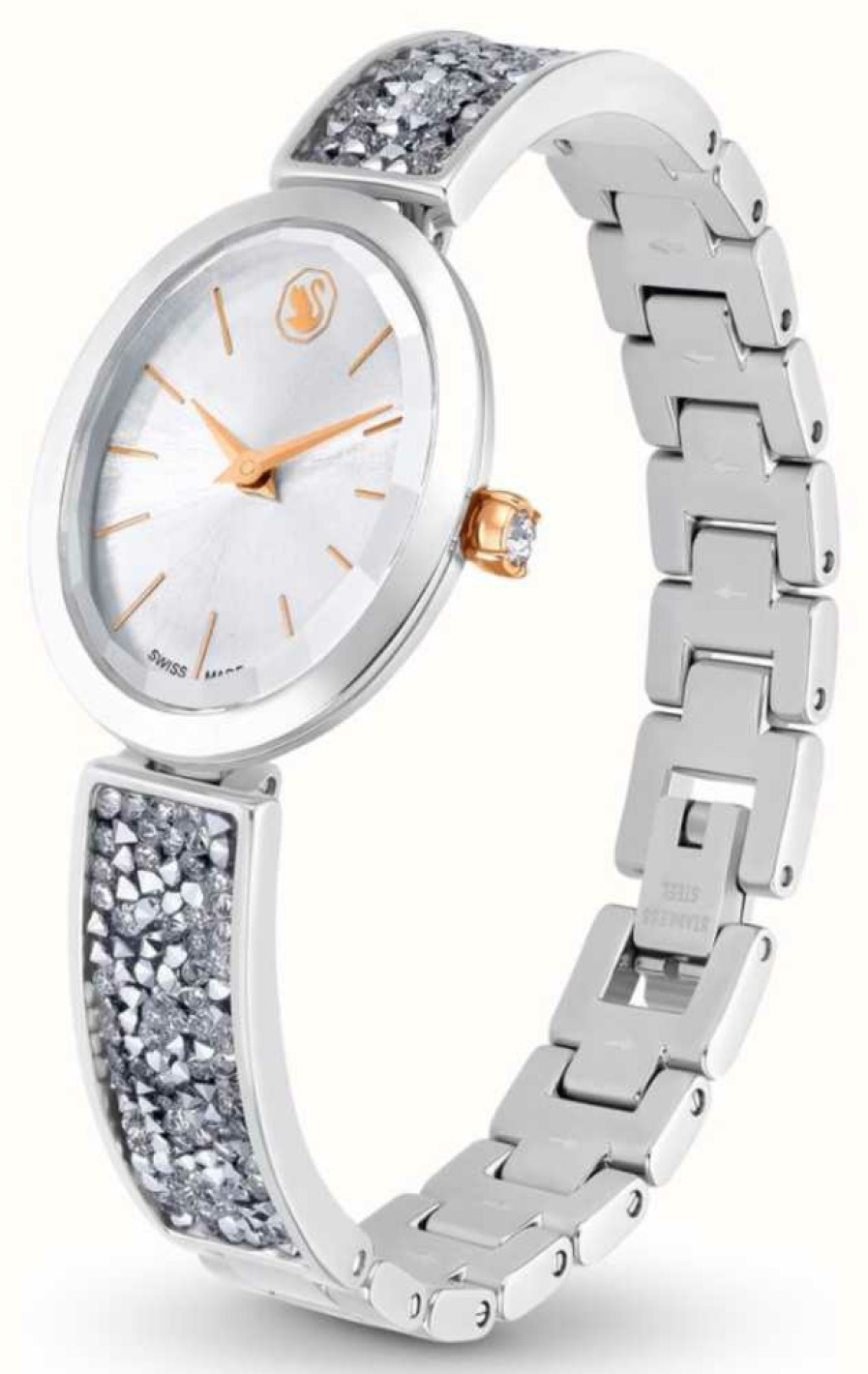 Women'S Swarovski | Swarovski Crystal Rock (26Mm) Silver Dial / Silver Crystal & Stainless Steel