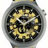 Men'S Swatch | Swatch Big Bold Irony Bolden Yellow Stainless Steel (47Mm) Yellow Skeleton Dial / Yellow Rubber