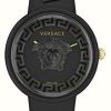 Women'S Versace | Versace Medusa Pop (39Mm) Black Dial / Black Silicone Strap