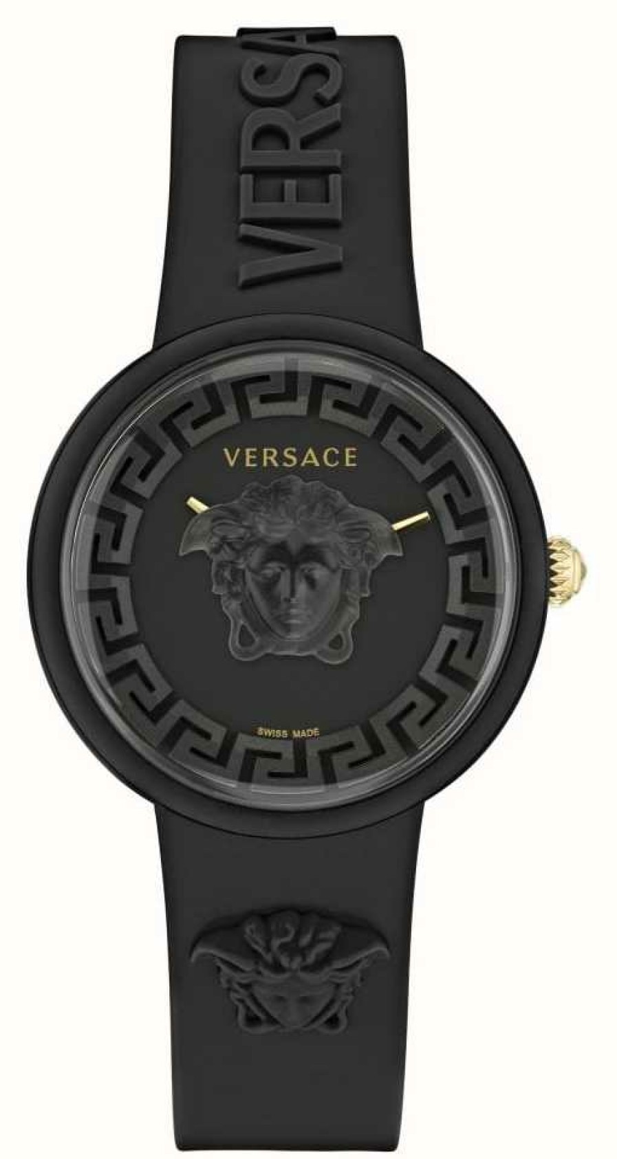 Women'S Versace | Versace Medusa Pop (39Mm) Black Dial / Black Silicone Strap