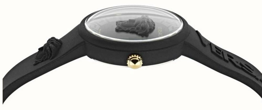 Women'S Versace | Versace Medusa Pop (39Mm) Black Dial / Black Silicone Strap