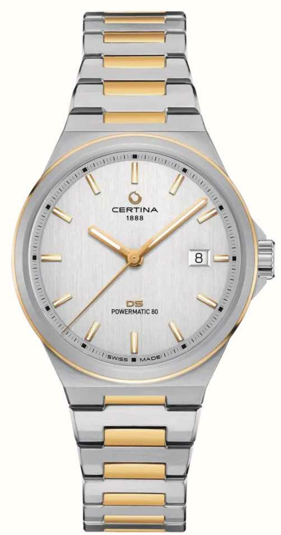 Men'S Certina | Certina Ds-7 Powermatic 80 (39Mm) Silver Dial / Two Tone Stainless Steel Bracelet