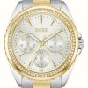 Men'S BOSS | Boss Atea (38Mm) Silver Dial / Two Tone Gold And Stainless Steel Bracelet