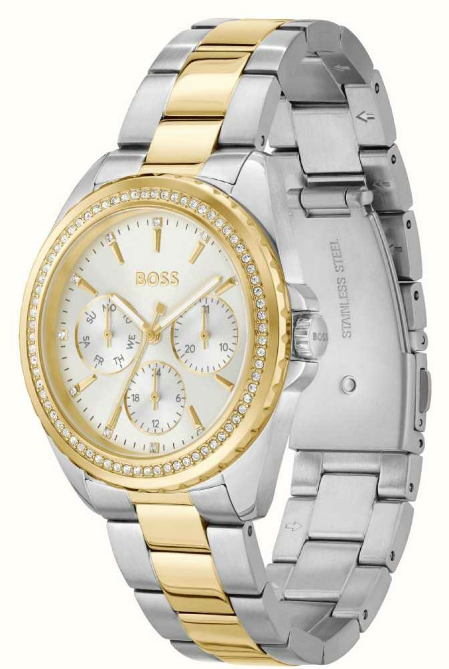 Men'S BOSS | Boss Atea (38Mm) Silver Dial / Two Tone Gold And Stainless Steel Bracelet