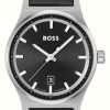 Men'S BOSS | Boss Candor (41Mm) Black Dial / Black Leather Strap