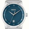 Men'S BOSS | Boss Principle (41Mm) Blue Dial / Stainless Steel Mesh Bracelet