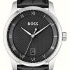 Men'S BOSS | Boss Principle (41Mm) Black Dial / Black Leather Strap