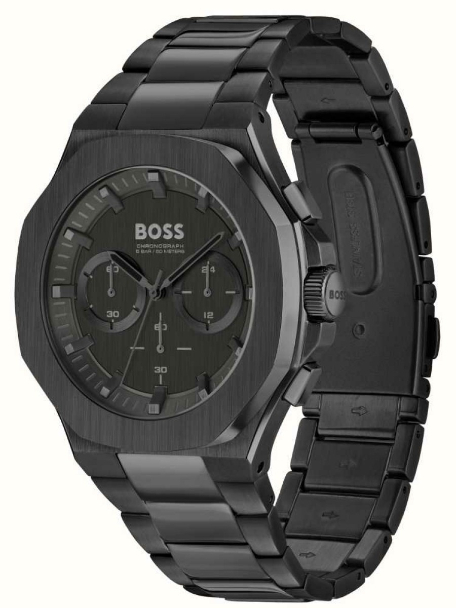 Men'S BOSS | Boss Taper (45Mm) Black Dial / Black Stainless Steel Bracelet