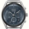 Men'S BOSS | Boss Top (44Mm) Dark Blue Dial / Stainless Steel Bracelet