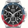 Men'S BOSS | Boss Troper (45Mm) Black Dial / Stainless Steel Bracelet