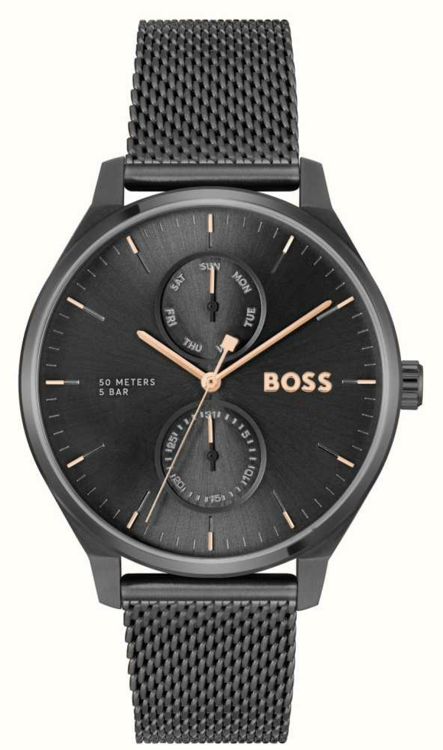 Men'S BOSS | Boss Tyler (43Mm) Black Dial / Black Ip Stainless Steel Bracelet