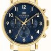 Men'S Tommy Hilfiger | Tommy Hilfiger Daniel | Gold Ip Bracelet | Blue Dial Ex-Display