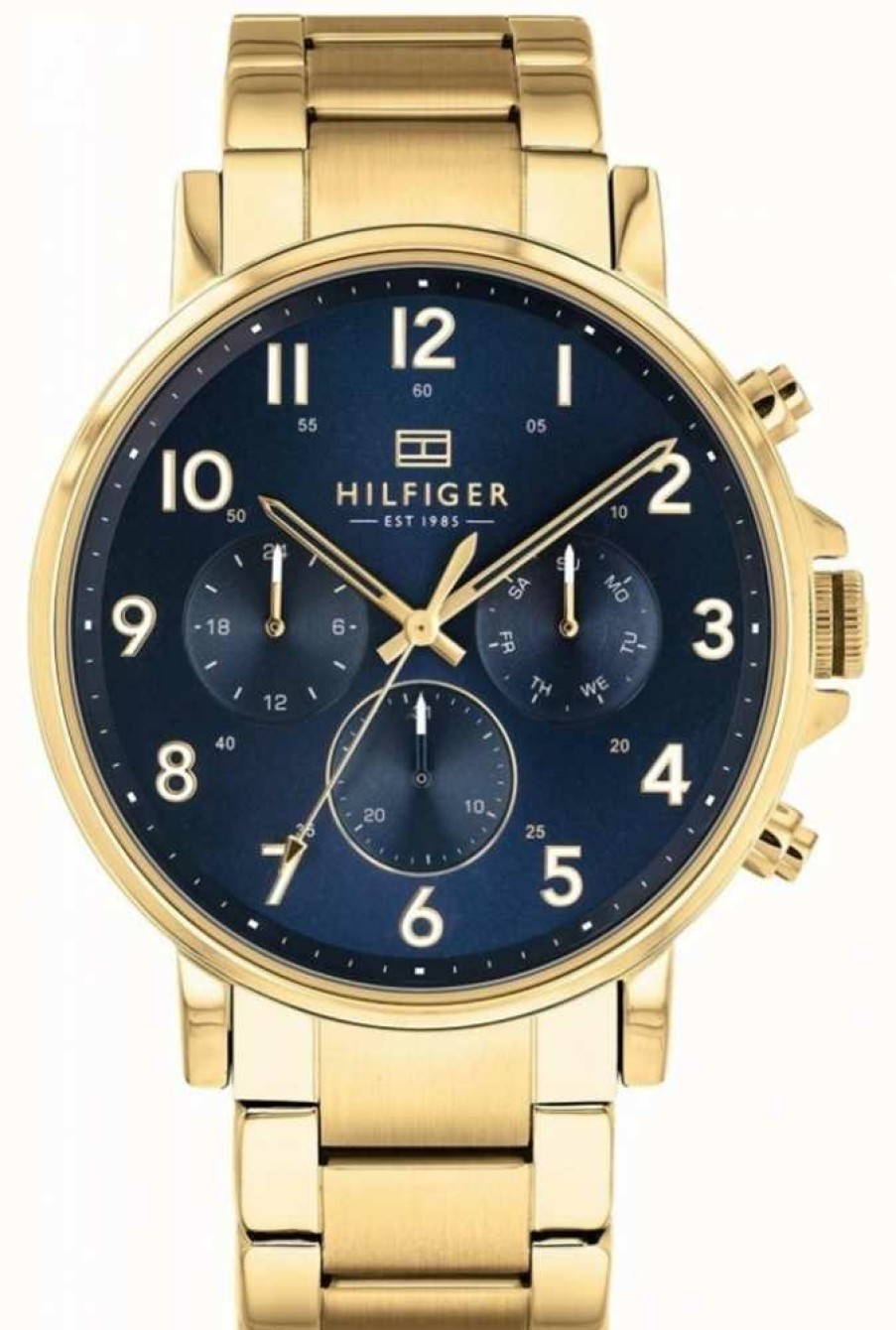 Men'S Tommy Hilfiger | Tommy Hilfiger Daniel | Gold Ip Bracelet | Blue Dial Ex-Display