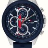 Men'S Tommy Hilfiger | Tommy Hilfiger Men'S Clark (46Mm) Blue Dial / Blue Silicone Strap