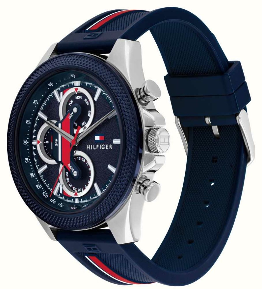 Men'S Tommy Hilfiger | Tommy Hilfiger Men'S Clark (46Mm) Blue Dial / Blue Silicone Strap