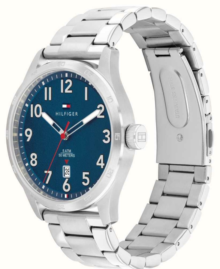 Men'S Tommy Hilfiger | Tommy Hilfiger Men'S Forrest (43Mm) Blue Dial / Stainless Steel Bracelet