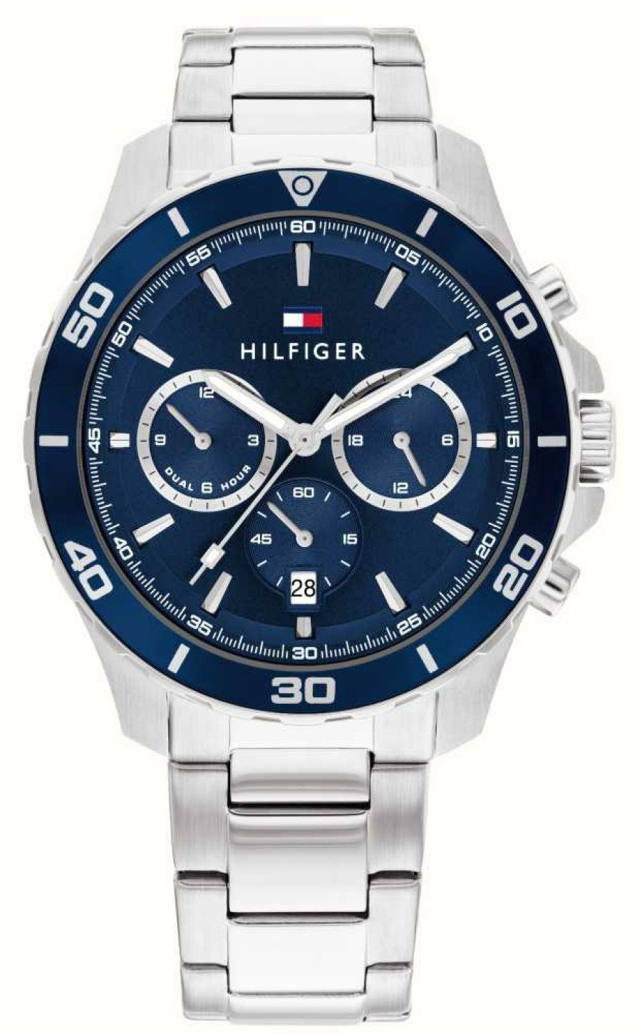 Men'S Tommy Hilfiger | Tommy Hilfiger Men'S Jordan (43Mm) Blue Dial / Stainless Steel Bracelet