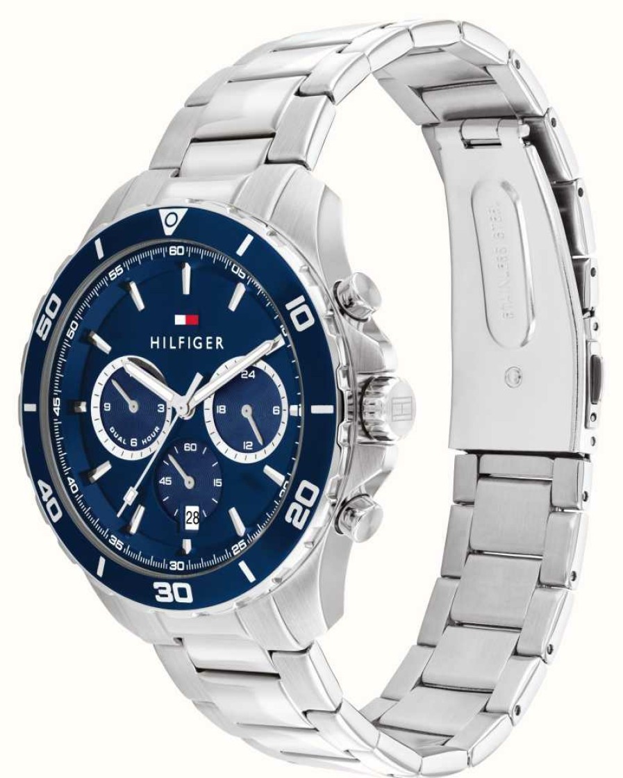 Men'S Tommy Hilfiger | Tommy Hilfiger Men'S Jordan (43Mm) Blue Dial / Stainless Steel Bracelet