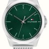 Men'S Tommy Hilfiger | Tommy Hilfiger Men'S Norris (42Mm) Green Dial / Stainless Steel Mesh Bracelet