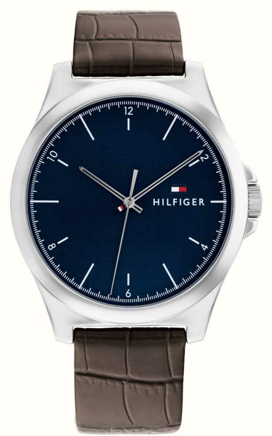 Men'S Tommy Hilfiger | Tommy Hilfiger Men'S Norris (42Mm) Blue Dial / Brown Leather Strap