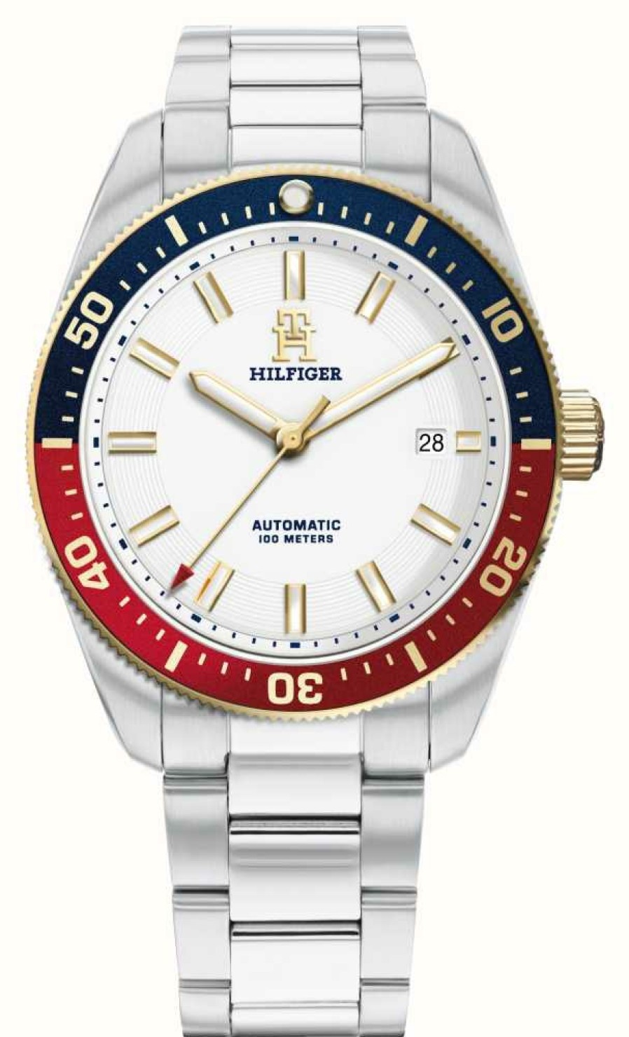 Men'S Tommy Hilfiger | Tommy Hilfiger Th85 Automatic (40Mm) White Dial / Stainless Steel Bracelet