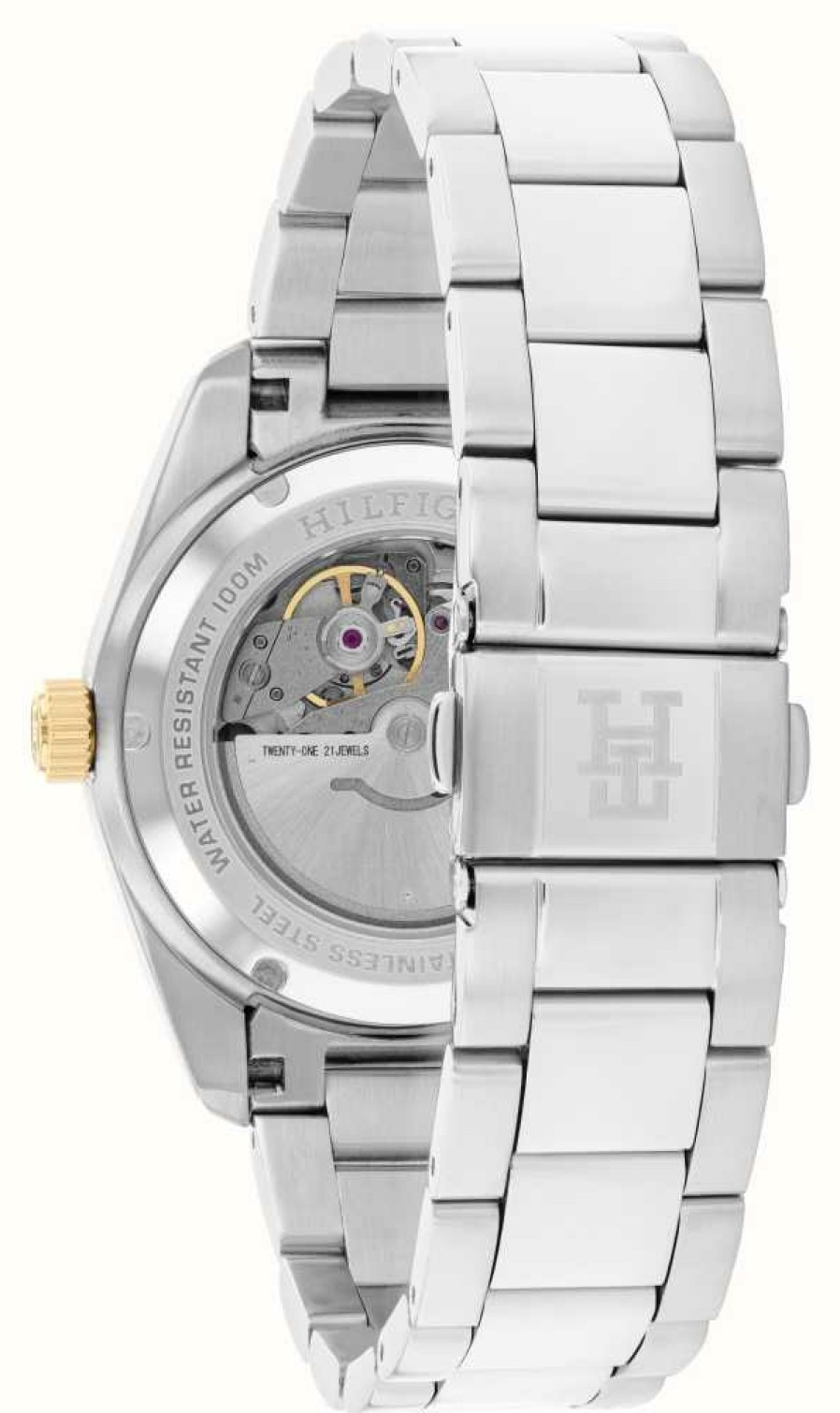 Men'S Tommy Hilfiger | Tommy Hilfiger Th85 Automatic (40Mm) White Dial / Stainless Steel Bracelet