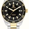 Men'S Tommy Hilfiger | Tommy Hilfiger Th85 Automatic (40Mm) Black Dial / Two-Tone Stainless Steel Bracelet