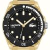 Men'S Lacoste | Lacoste Men'S Finn (44Mm) Black Dial / Gold-Tone Stainless Steel Bracelet