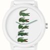 Men'S Lacoste | Lacoste 12.12 Men'S (42Mm) White Crocodile Dial / White Silicone Strap