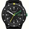 Men'S Lacoste | Lacoste Mini Tennis (34.5Mm) Black Dial / Black Silicone Strap