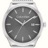 Men'S Calvin Klein | Calvin Klein Define Men'S (43Mm) Grey Dial / Steel Mesh Bracelet