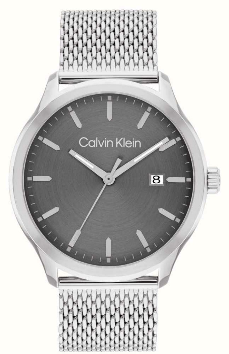 Men'S Calvin Klein | Calvin Klein Define Men'S (43Mm) Grey Dial / Steel Mesh Bracelet