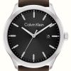 Men'S Calvin Klein | Calvin Klein Define Men'S (43Mm) Black Dial / Brown Leather Strap