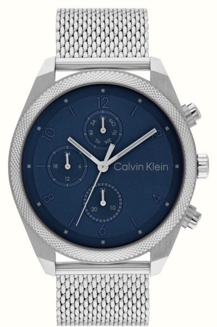 Men'S Calvin Klein | Calvin Klein Impact Men'S (44Mm) Blue Dial / Steel Mesh Bracelet