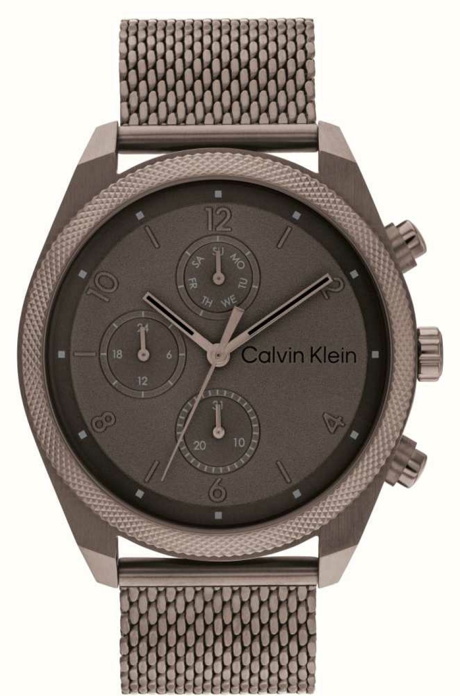 Men'S Calvin Klein | Calvin Klein Impact Men'S (44Mm) Brown Dial / Brown Steel Mesh Bracelet