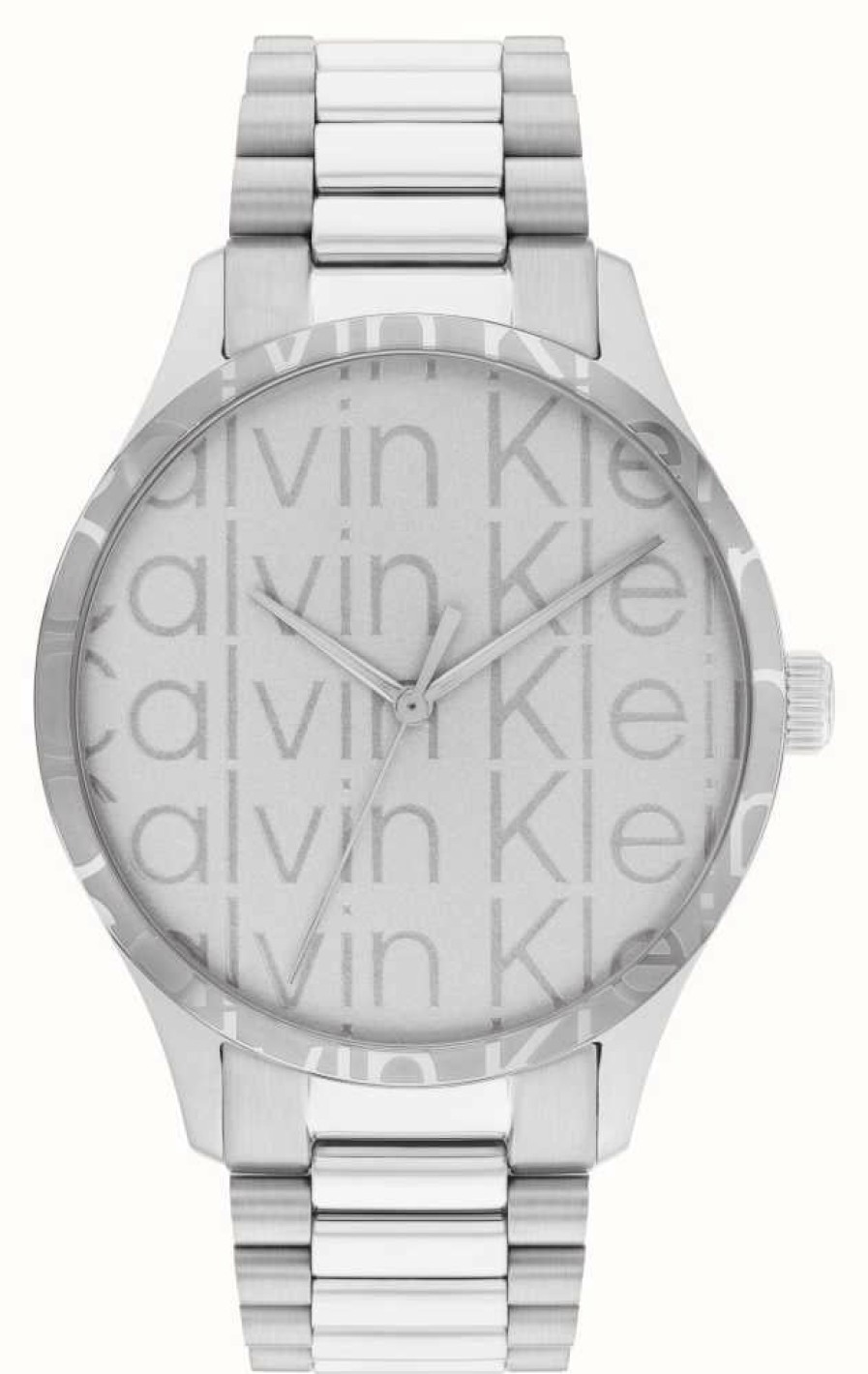 Men'S Calvin Klein | Calvin Klein Iconic (42Mm) Silver Logo Dial / Stainless Steel Bracelet